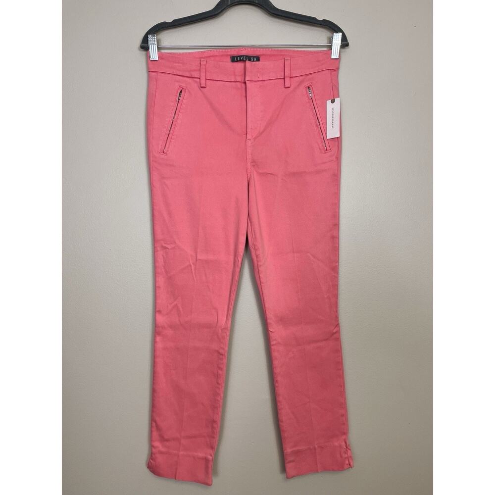 NWT Anthropologie Pink Level 99 Francis Lacey Double Welt Zip Pant Size 28